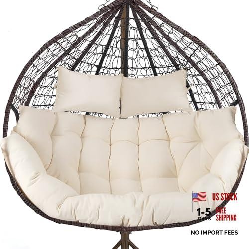 Cream outdoor double egg chair - outdoor,