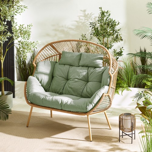 Double seat egg rattan chair - rattan,