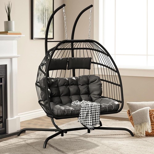 Wicker rattan hanging egg - wicker,